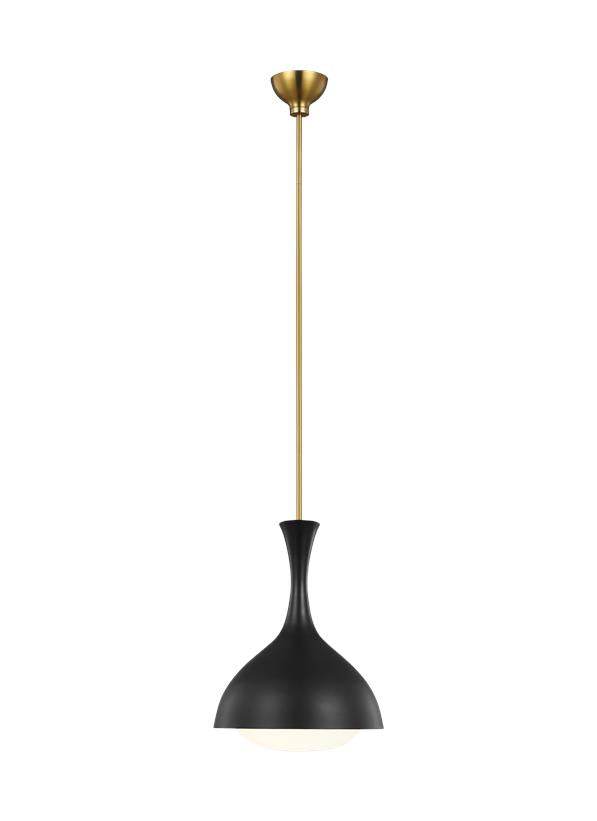 Visual Comfort Studio AERIN Lucerne One Light Small Pendant in Midnight Black and Burnished Brass AEP1011BBSMBK