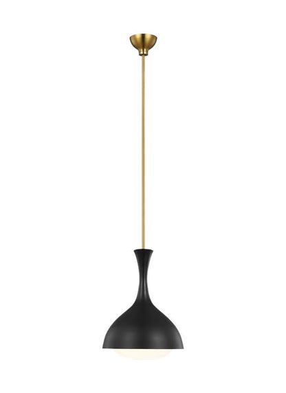 Visual Comfort Studio AERIN Lucerne One Light Small Pendant in Midnight Black and Burnished Brass AEP1011BBSMBK