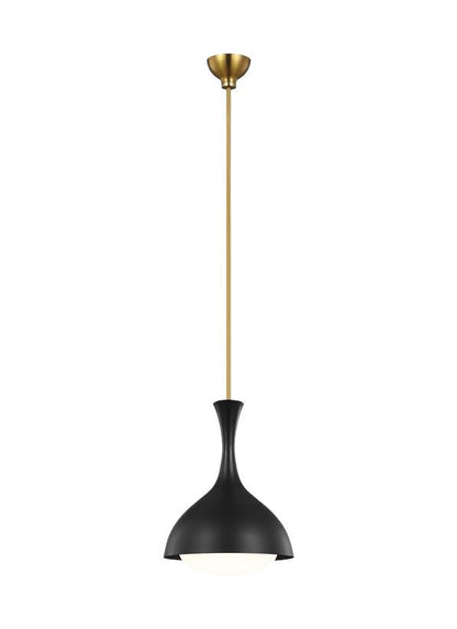 Visual Comfort Studio AERIN Lucerne One Light Small Pendant in Midnight Black and Burnished Brass AEP1011BBSMBK