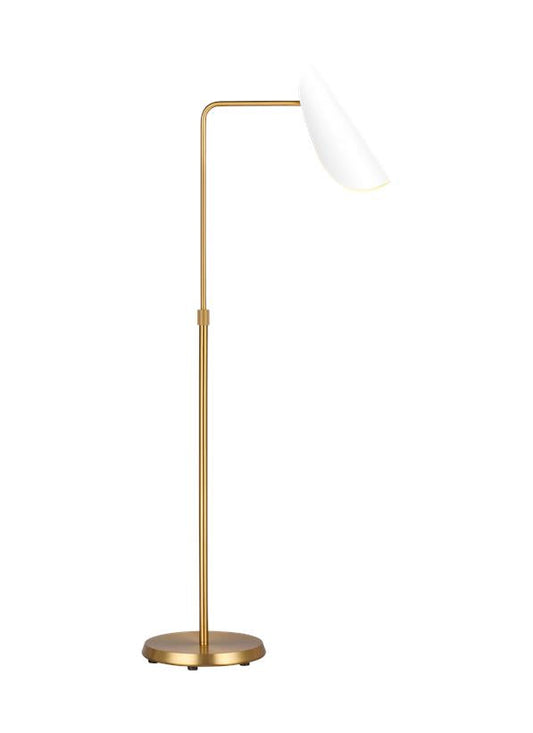 Visual Comfort Studio AERIN Tresa Task Floor Lamp in Matte White and Burnished Brass AET1001BBSMWT1