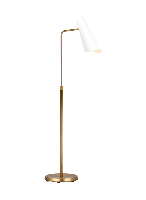 Visual Comfort Studio AERIN Tresa Task Floor Lamp in Matte White and Burnished Brass AET1001BBSMWT1