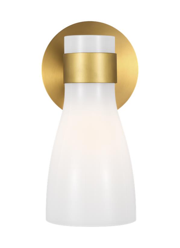 Visual Comfort Studio AERIN Moritz One Light Sconce in Burnished Brass with Milk White Glass AEV1001BBSMG