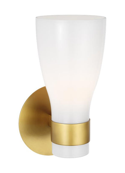 Visual Comfort Studio AERIN Moritz One Light Sconce in Burnished Brass with Milk White Glass AEV1001BBSMG