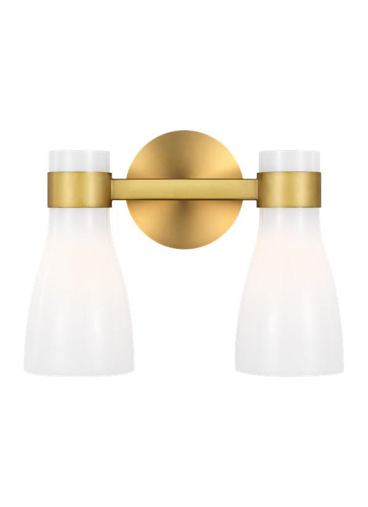 Visual Comfort Studio AERIN Moritz Two Light Vanity in Burnished Brass with Milk White Glass AEV1002BBSMG