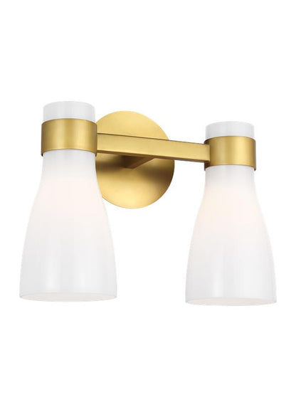 Visual Comfort Studio AERIN Moritz Two Light Vanity in Burnished Brass with Milk White Glass AEV1002BBSMG