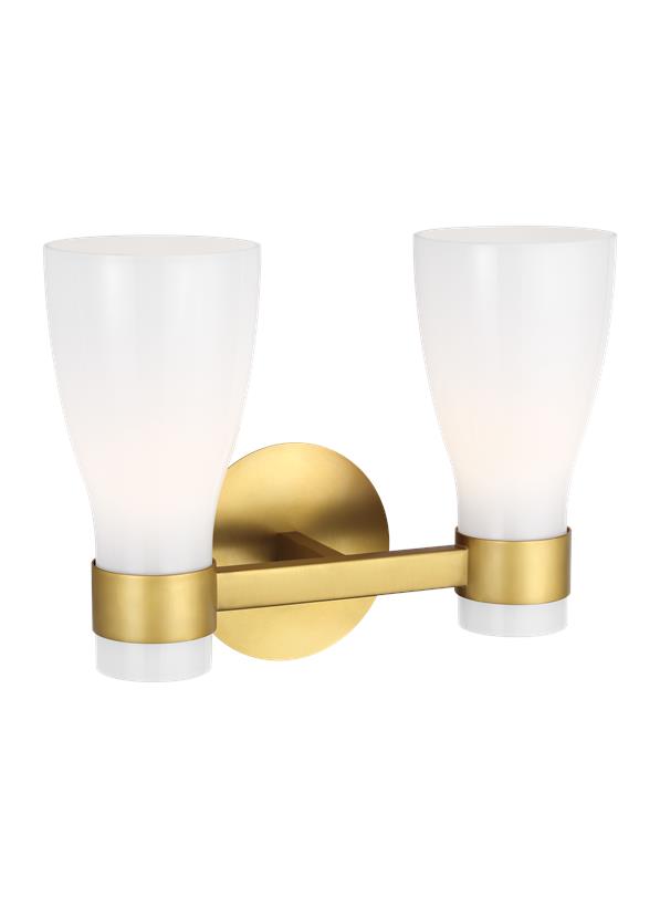 Visual Comfort Studio AERIN Moritz Two Light Vanity in Burnished Brass with Milk White Glass AEV1002BBSMG