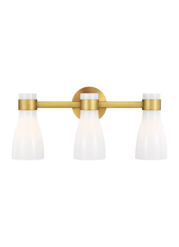 Visual Comfort Studio AERIN Moritz Three Light Vanity in Burnished Brass with Milk White Glass AEV1003BBSMG