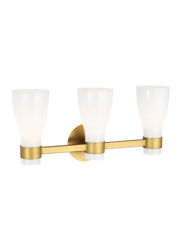 Visual Comfort Studio AERIN Moritz Three Light Vanity in Burnished Brass with Milk White Glass AEV1003BBSMG