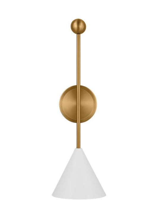 Visual Comfort Studio AERIN Cosmo Large Sconce in Matte White and Burnished Brass AEW1051MWTBBS