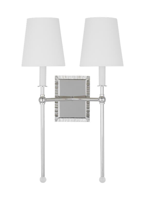 Visual Comfort Studio Alexa Hampton Baxley Double Sconce in Polished Nickel AW1202PN