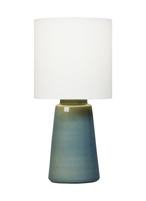 Visual Comfort Studio Barbara Barry Vessel Medium Table Lamp in Blue Anglia Crackle BT1061BAC1