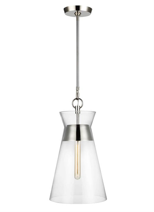 Visual Comfort Studio Chapman & Myers Atlantic Narrow Pendant in Polished Nickel CP1021PN