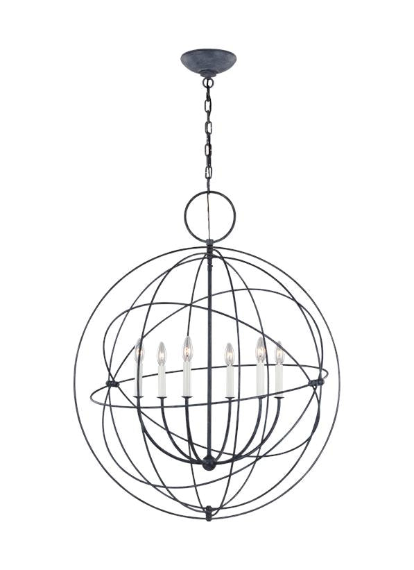 Visual Comfort Studio Chapman & Myers Bayberry Large Pendant in Weathered Galvanized CP1246WGV