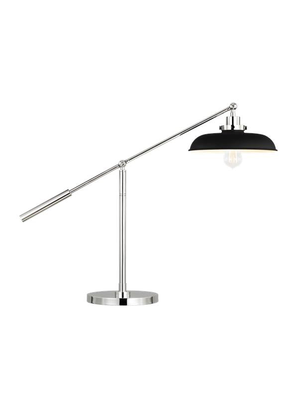 Visual Comfort Studio Chapman & Myers Wellfleet Wide Desk Lamp in Midnight Black and Polished Nickel CT1111MBKPN1