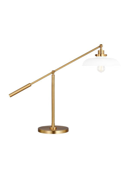 Visual Comfort Studio Chapman & Myers Wellfleet Wide Desk Lamp in Matte White and Burnished Brass CT1111MWTBBS1