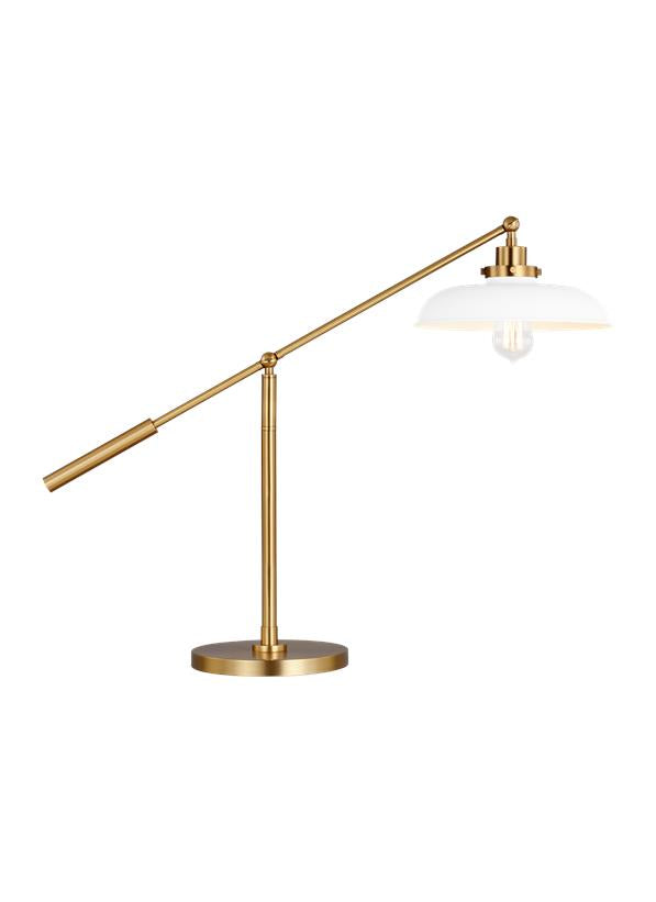 Visual Comfort Studio Chapman & Myers Wellfleet Wide Desk Lamp in Matte White and Burnished Brass CT1111MWTBBS1