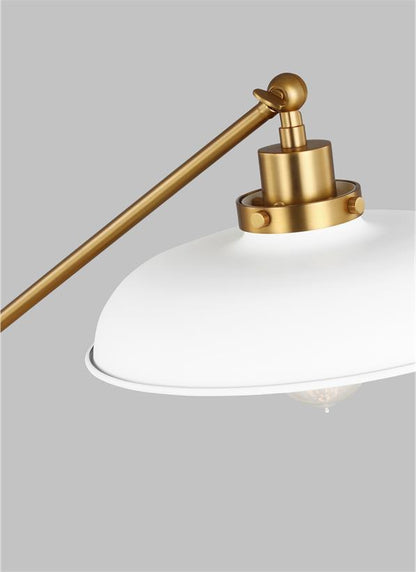 Visual Comfort Studio Chapman & Myers Wellfleet Wide Desk Lamp in Matte White and Burnished Brass CT1111MWTBBS1