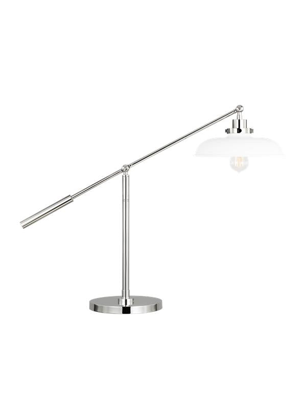 Visual Comfort Studio Chapman & Myers Wellfleet Wide Desk Lamp in Matte White and Polished Nickel CT1111MWTPN1