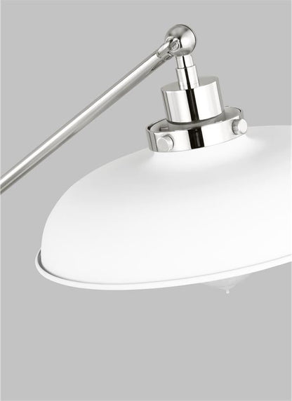 Visual Comfort Studio Chapman & Myers Wellfleet Wide Desk Lamp in Matte White and Polished Nickel CT1111MWTPN1