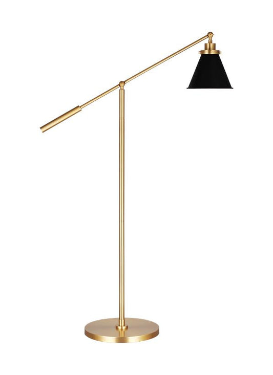 Visual Comfort Studio Chapman & Myers Wellfleet Cone Floor Lamp in Midnight Black and Burnished Brass CT1121MBKBBS1