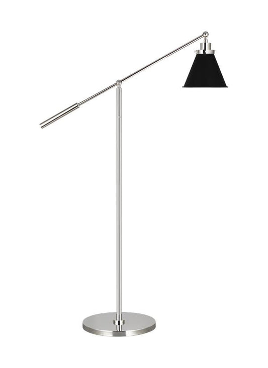 Visual Comfort Studio Chapman & Myers Wellfleet Cone Floor Lamp in Midnight Black and Polished Nickel CT1121MBKPN1