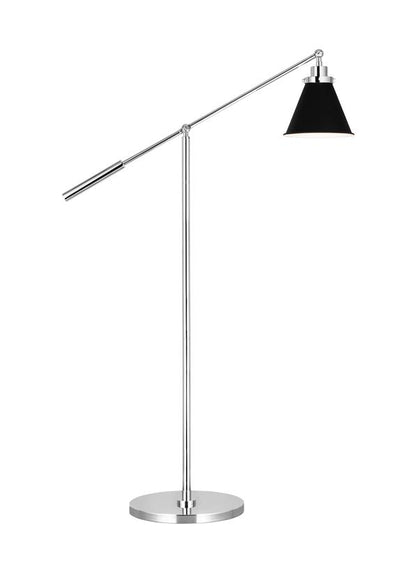 Visual Comfort Studio Chapman & Myers Wellfleet Cone Floor Lamp in Midnight Black and Polished Nickel CT1121MBKPN1