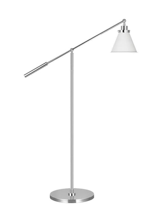 Visual Comfort Studio Chapman & Myers Wellfleet Cone Floor Lamp in Matte White and Polished Nickel CT1121MWTPN1