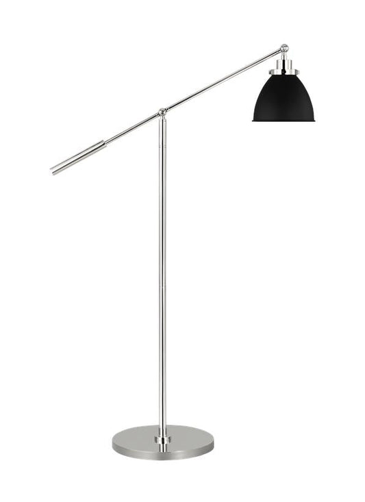 Visual Comfort Studio Chapman & Myers Wellfleet Dome Floor Lamp in Midnight Black and Polished Nickel CT1131MBKPN1