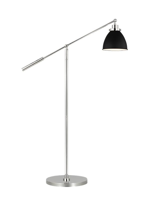 Visual Comfort Studio Chapman & Myers Wellfleet Dome Floor Lamp in Midnight Black and Polished Nickel CT1131MBKPN1