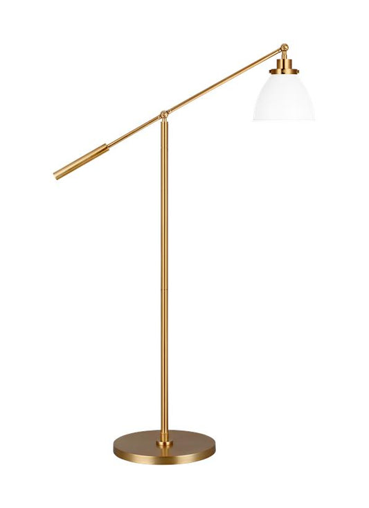 Visual Comfort Studio Chapman & Myers Wellfleet Dome Floor Lamp in Matte White and Burnished Brass CT1131MWTBBS1