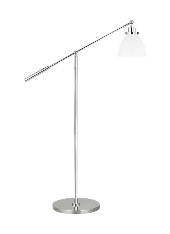 Visual Comfort Studio Chapman & Myers Wellfleet Dome Floor Lamp in Matte White and Polished Nickel CT1131MWTPN1