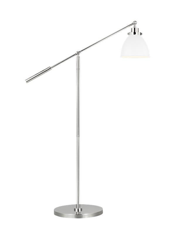 Visual Comfort Studio Chapman & Myers Wellfleet Dome Floor Lamp in Matte White and Polished Nickel CT1131MWTPN1