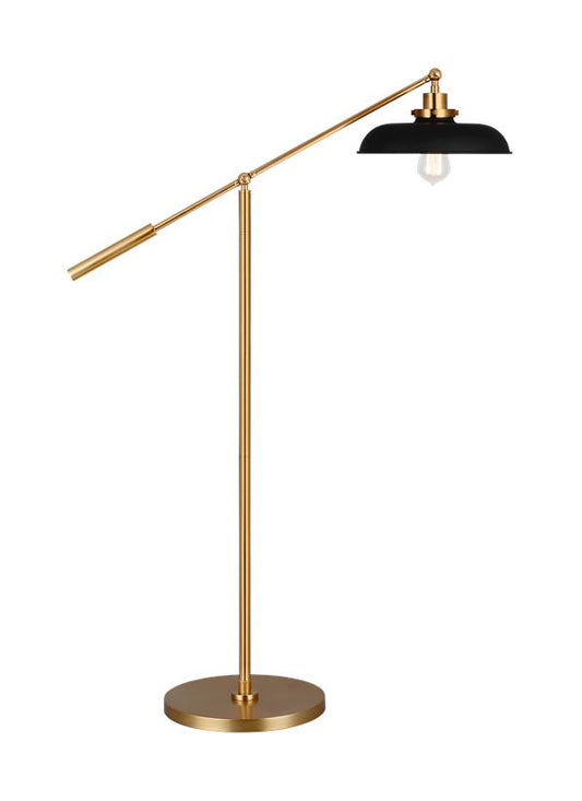 Visual Comfort Studio Chapman & Myers Wellfleet Wide Floor Lamp in Midnight Black and Burnished Brass CT1141MBKBBS1