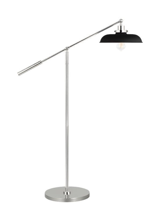 Visual Comfort Studio Chapman & Myers Wellfleet Wide Floor Lamp in Midnight Black and Polished Nickel CT1141MBKPN1