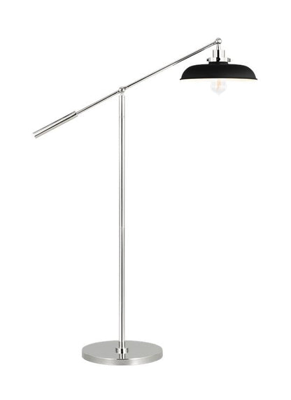 Visual Comfort Studio Chapman & Myers Wellfleet Wide Floor Lamp in Midnight Black and Polished Nickel CT1141MBKPN1