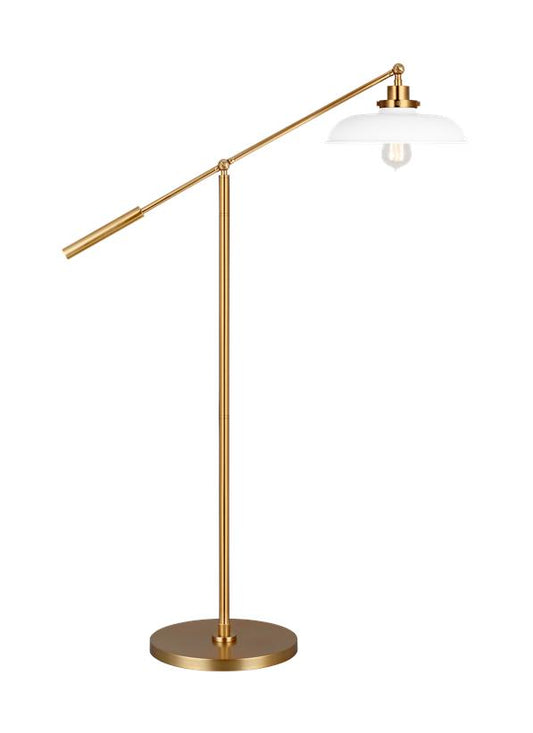 Visual Comfort Studio Chapman & Myers Wellfleet Wide Floor Lamp in Matte White and Burnished Brass CT1141MWTBBS1