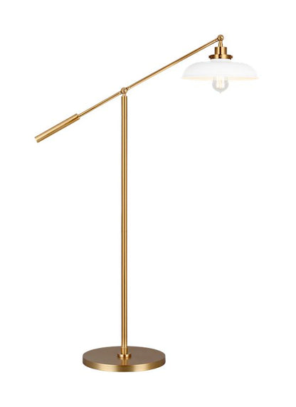 Visual Comfort Studio Chapman & Myers Wellfleet Wide Floor Lamp in Matte White and Burnished Brass CT1141MWTBBS1