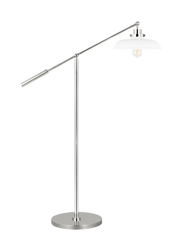 Visual Comfort Studio Chapman & Myers Wellfleet Wide Floor Lamp in Matte White and Polished Nickel CT1141MWTPN1