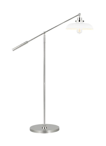 Visual Comfort Studio Chapman & Myers Wellfleet Wide Floor Lamp in Matte White and Polished Nickel CT1141MWTPN1