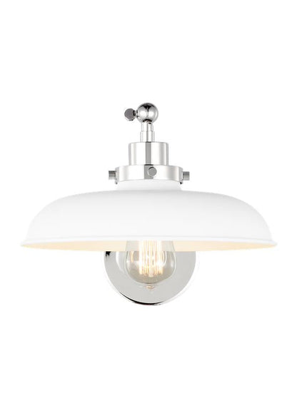 Visual Comfort Studio Chapman & Myers Wellfleet Single Arm Wide Task Sconce in Matte White and Polished Nickel CW1141MWTPN