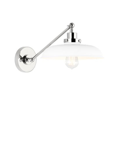 Visual Comfort Studio Chapman & Myers Wellfleet Single Arm Wide Task Sconce in Matte White and Polished Nickel CW1141MWTPN