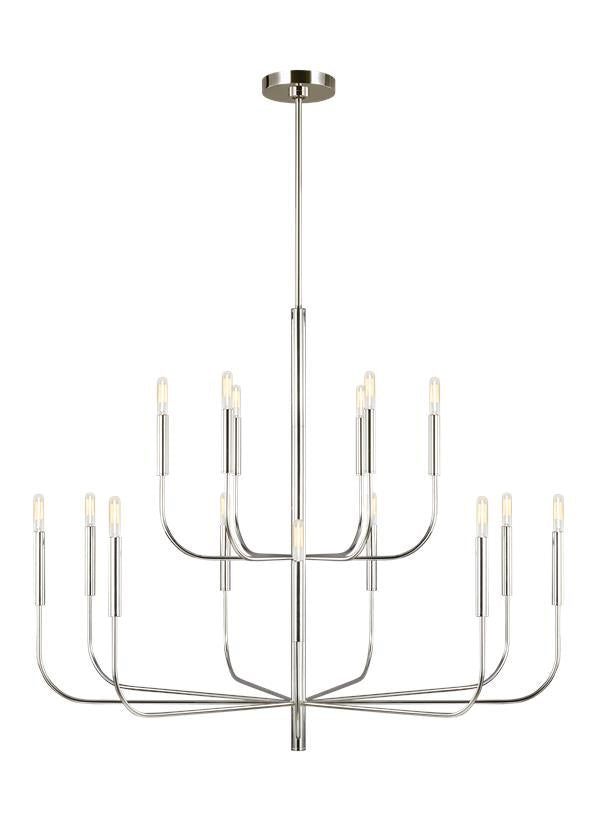 Visual Comfort Studio Ellen DeGeneres Brianna Large Two-Tier Chandelier in Polished Nickel EC10015PN