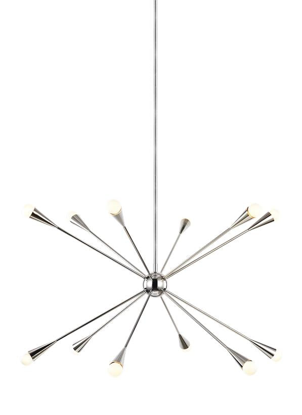 Visual Comfort Studio Ellen DeGeneres Jax Large Chandelier in Polished Nickel EC10312PN