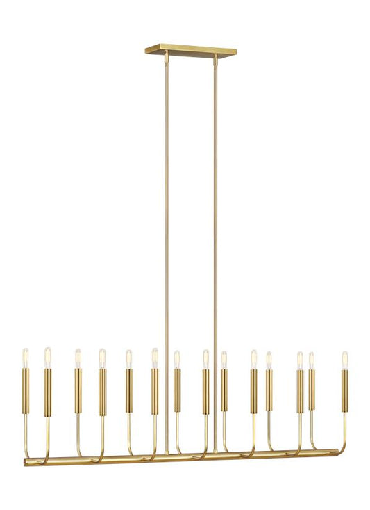 Visual Comfort Studio Ellen DeGeneres Brianna Linear Chandelier in Burnished Brass EC10614BBS