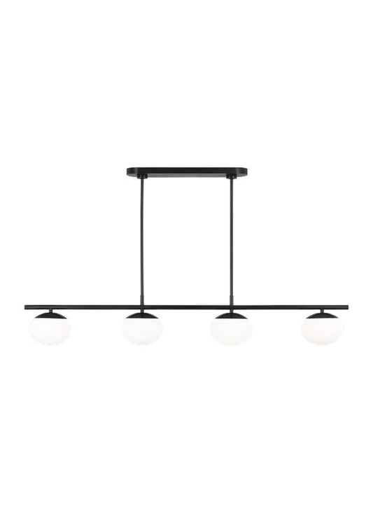 Visual Comfort Studio Ellen DeGeneres Lune Medium Linear Chandelier in Aged Iron EC1264AI