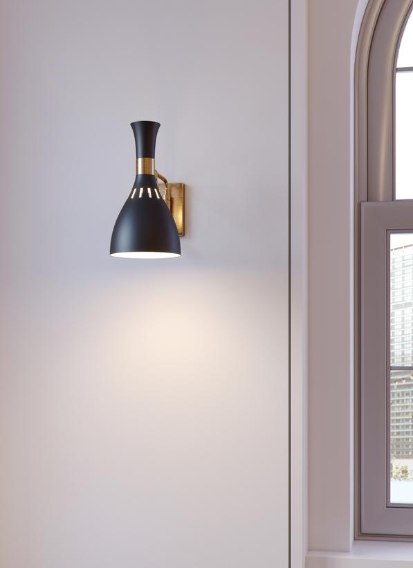 Visual Comfort Studio Ellen DeGeneres Joan Task Sconce in Midnight Black EW1061MBK