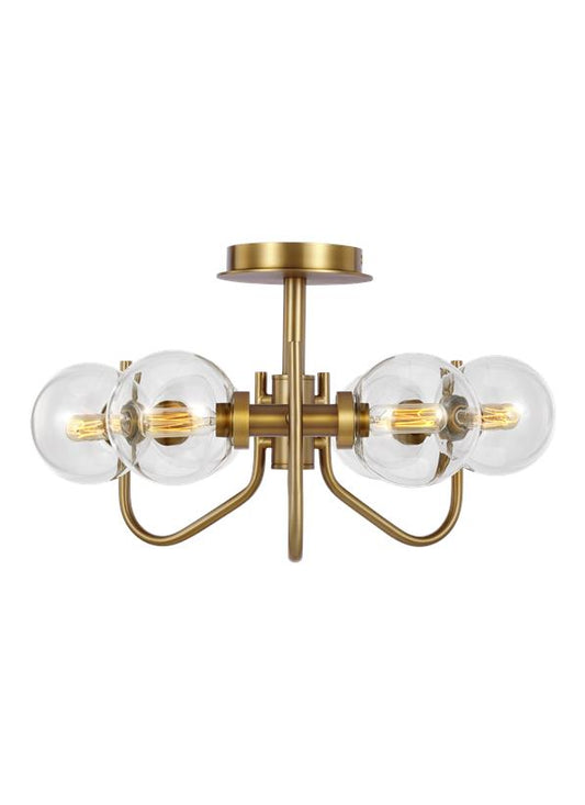 Visual Comfort Studio Ellen DeGeneres Verne Semi-Flush Mount in Burnished Brass EF1036BBS