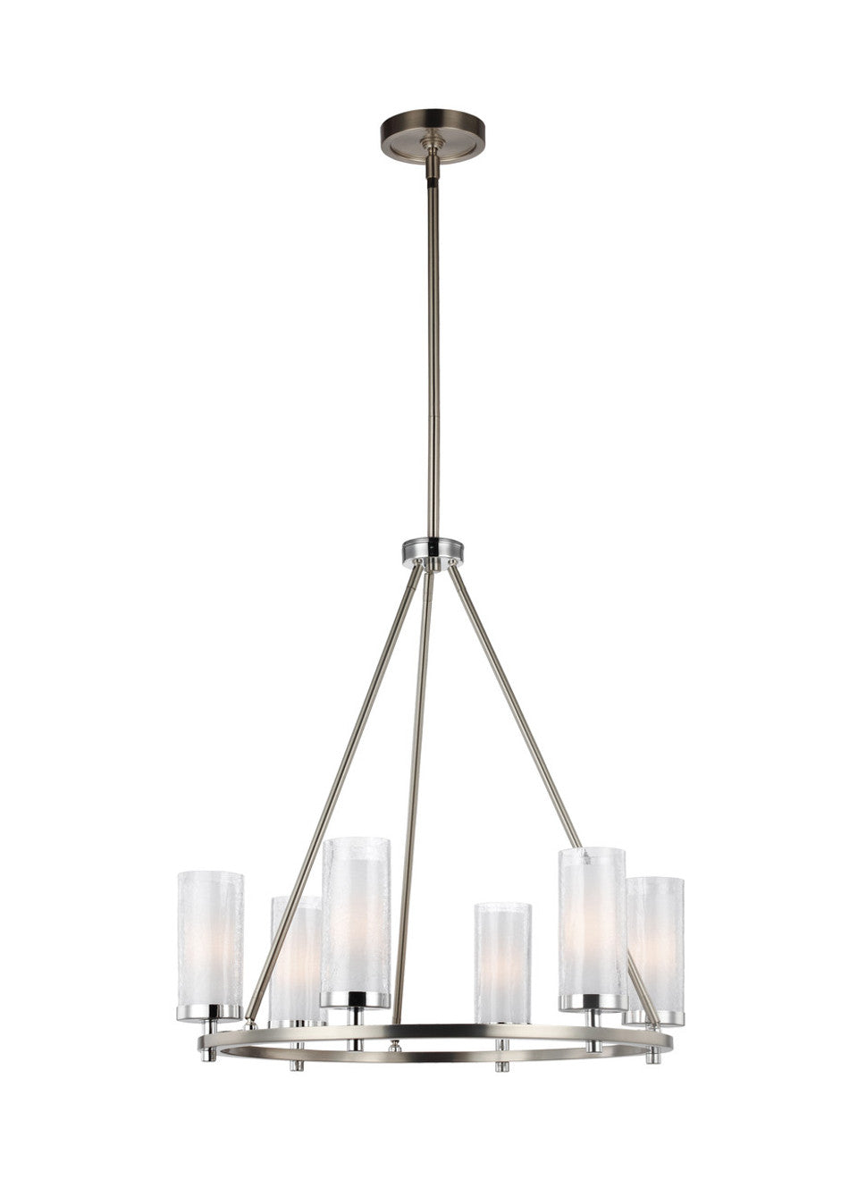 Special Buy! Generation Lighting Jonah Period Uptown 6 Light Chandelier in Satin Nickel / Chrome F2985/6SN/CH