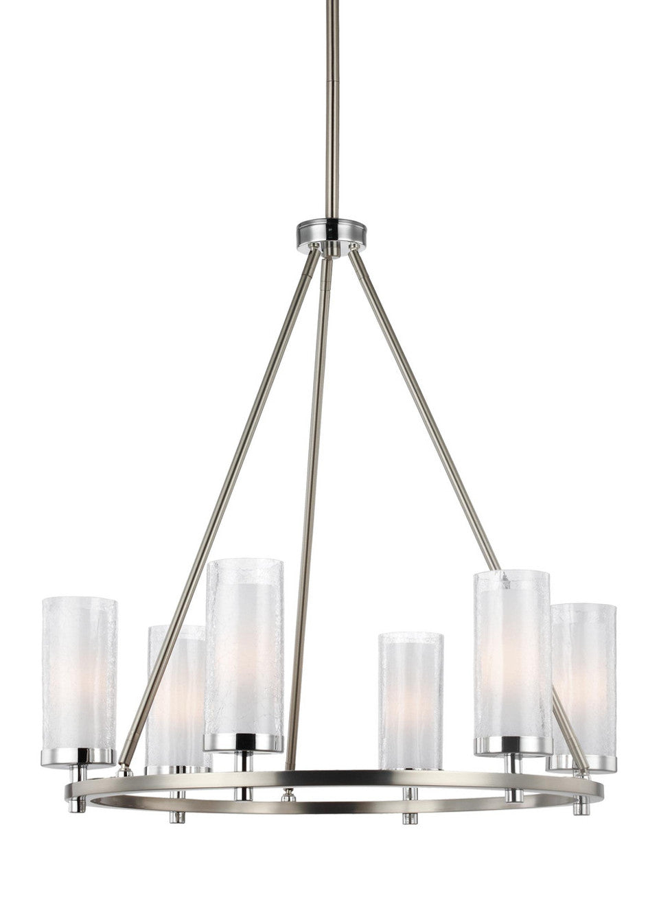 Special Buy! Generation Lighting Jonah Period Uptown 6 Light Chandelier in Satin Nickel / Chrome F2985/6SN/CH