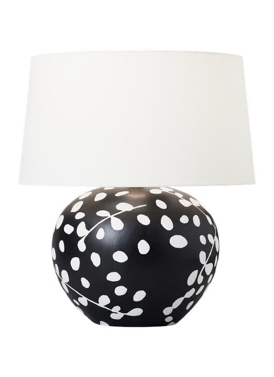 Visual Comfort Studio Hable Nan Table Lamp in White Leather W Black Leather HT1011WLBL1